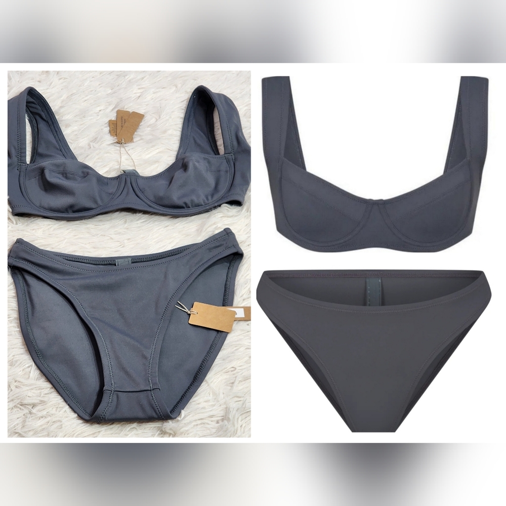 2pcs SKIMS SHAPING SWIM UNLINED UNDERWIRE & SWIM MID COVERAGE BOTTOMS/ XXS/NWT - Picture 1 of 15